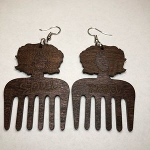 Wooden Afro Pick Earrings